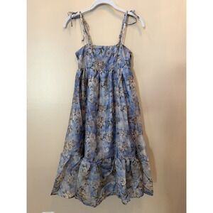 Women's Wild Fable Blue Floral Organza Midi Babydoll Dress Size XXS NWT